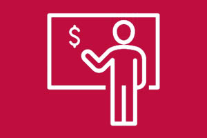 Person pointing to board icon