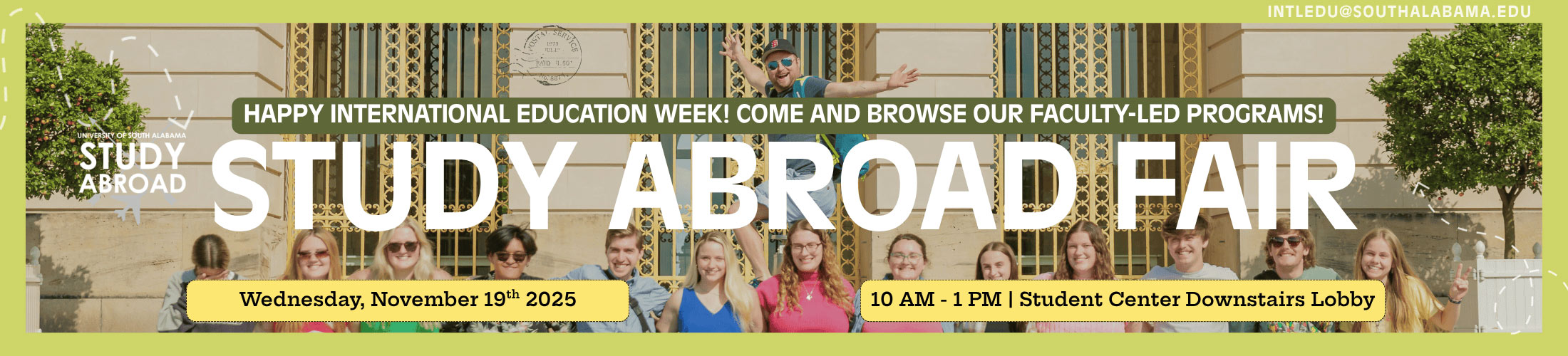 IEW Study Abroad Fair 11/19/25 Student Center 10AM-1PM