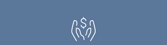 Hands holding dollar sign icon.